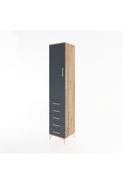 Hyperion Dolap 3 Raflı 5 Çekmeceli Tek Kapaklı 44x44x221 Çam-Antrasit