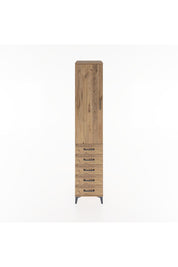 Hyperion Dolap 3 Raflı 5 Çekmeceli Tek Kapaklı 44x44x221 Çam-Çam