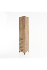 Hyperion Dolap 3 Raflı 5 Çekmeceli Tek Kapaklı 44x44x221 Çam-Çam