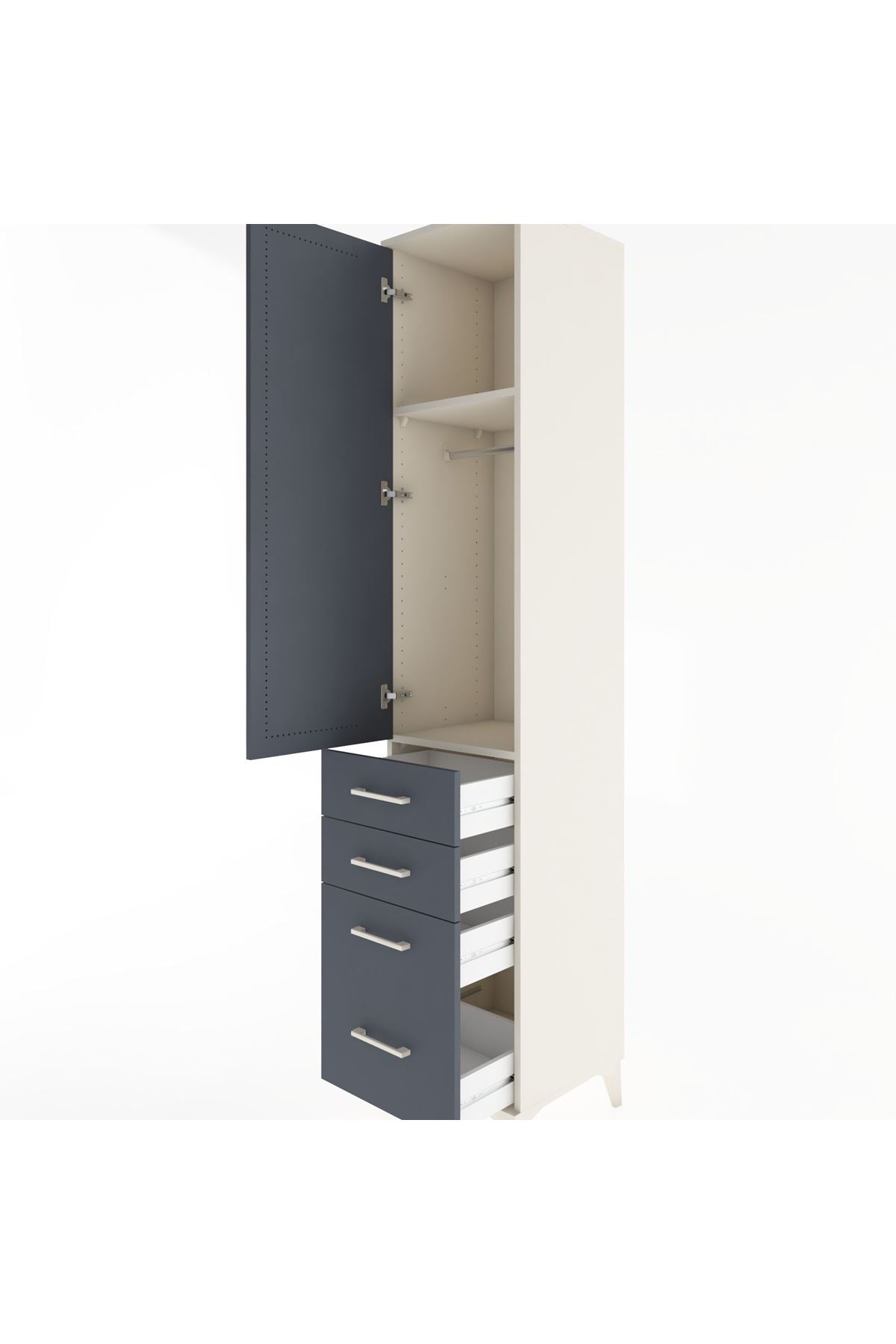 Hyperion Dolap 2 Raflı 4 Çekmeceli Tek Askılı 44x44x221 Aytaşı-Antrasit