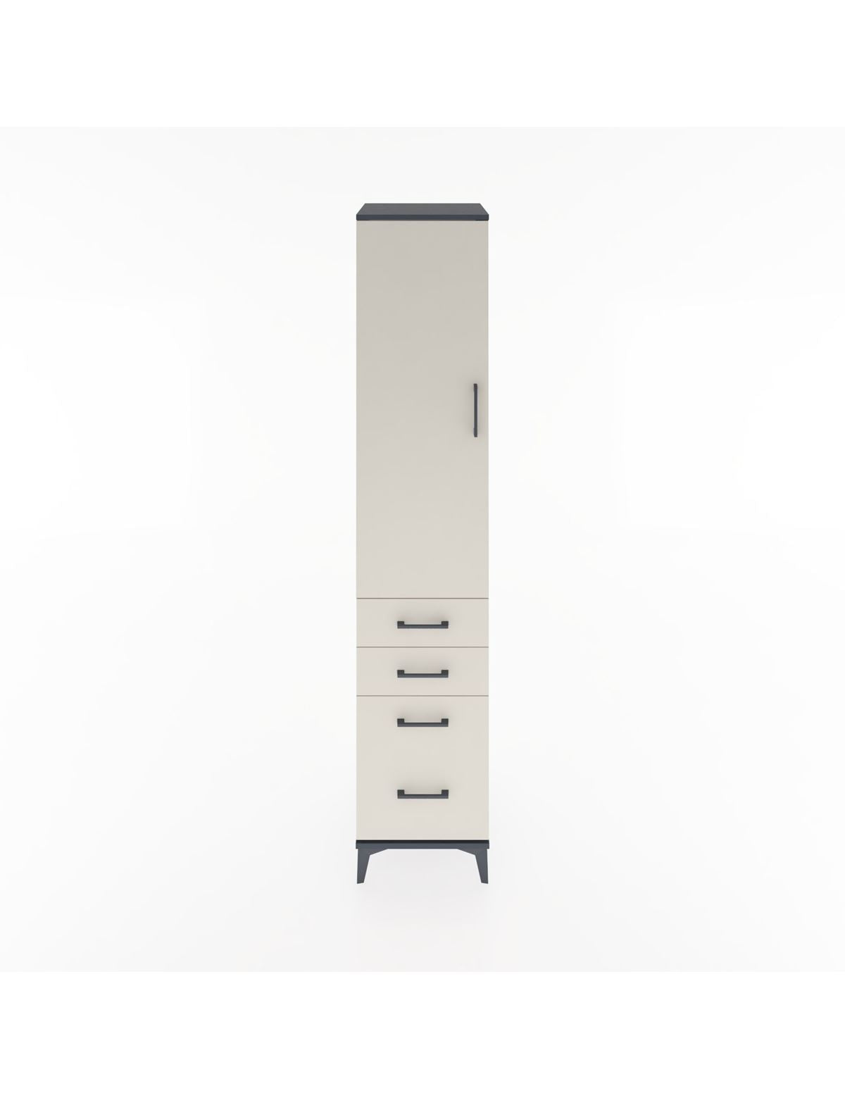 Hyperion Dolap 2 Raflı 4 Çekmeceli Tek Askılı 44x44x221 Antrasit-Aytaşı