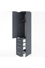 Hyperion Dolap 2 Raflı 4 Çekmeceli Tek Askılı 44x44x221 Antrasit-Antrasit