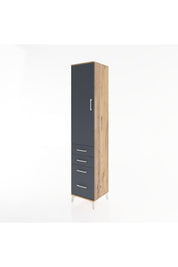 Hyperion Dolap 2 Raflı 4 Çekmeceli Tek Askılı 44x44x221 Çam-Antrasit