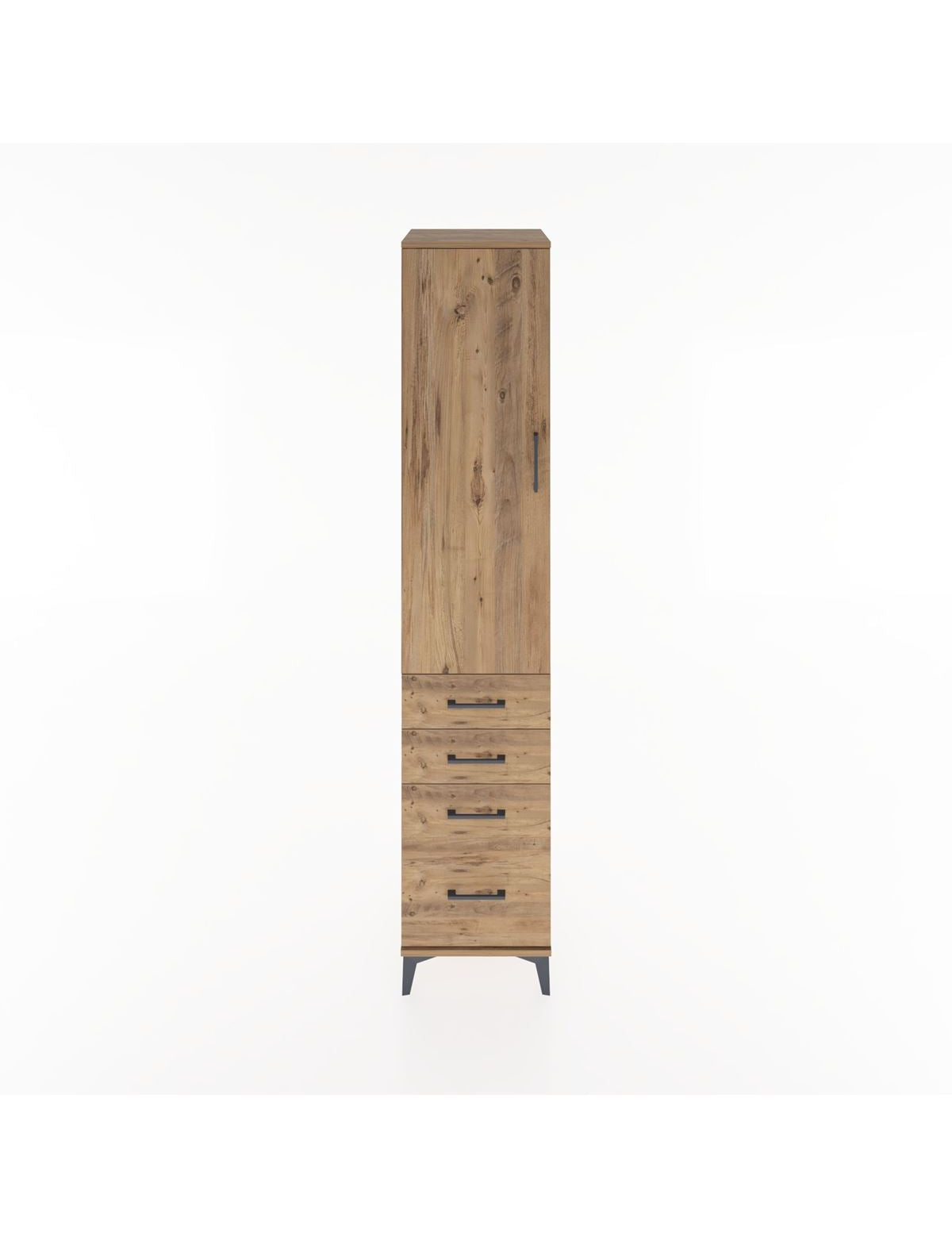 Hyperion Dolap 2 Raflı 4 Çekmeceli Tek Askılı 44x44x221 Çam-Çam