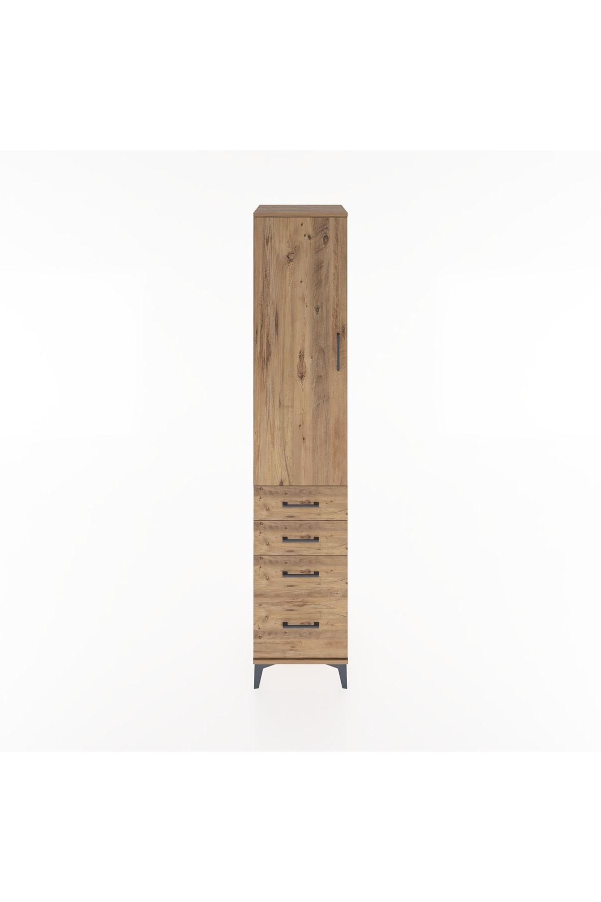 Hyperion Dolap 2 Raflı 4 Çekmeceli Tek Askılı 44x44x221 Çam-Çam