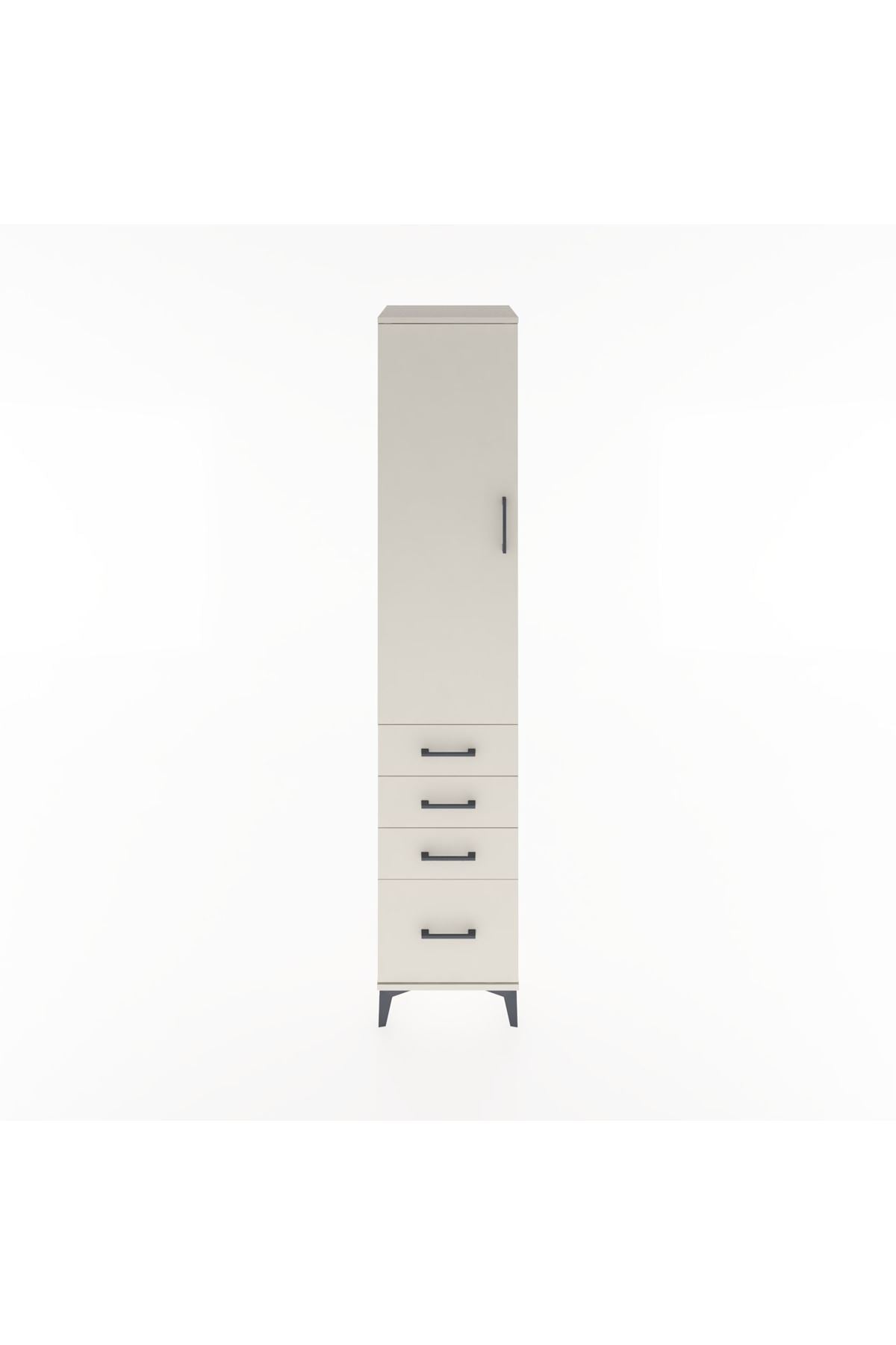 Hyperion Dolap 3 Raflı 4 Çekmeceli Tek Kapaklı 44x44x221 Aytaşı-Aytaşı