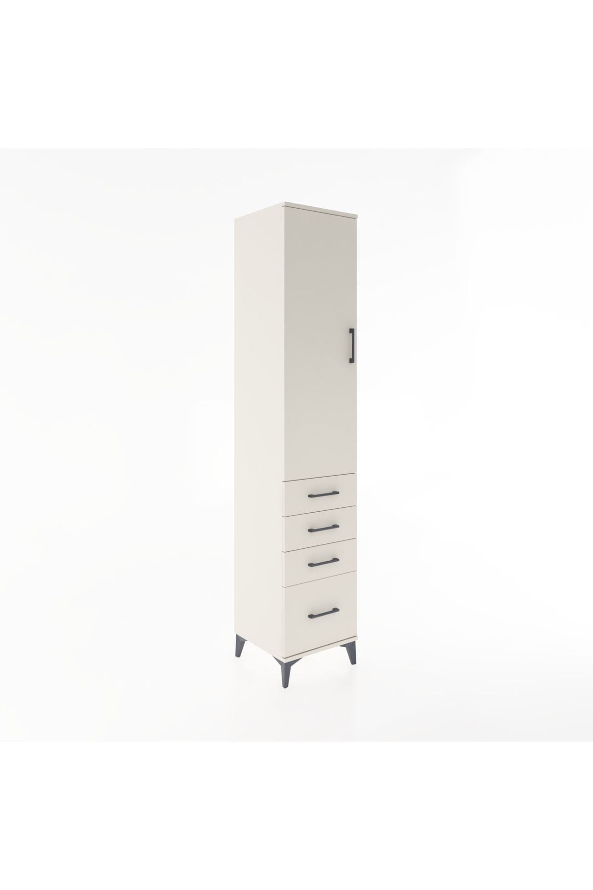 Hyperion Dolap 3 Raflı 4 Çekmeceli Tek Kapaklı 44x44x221 Aytaşı-Aytaşı