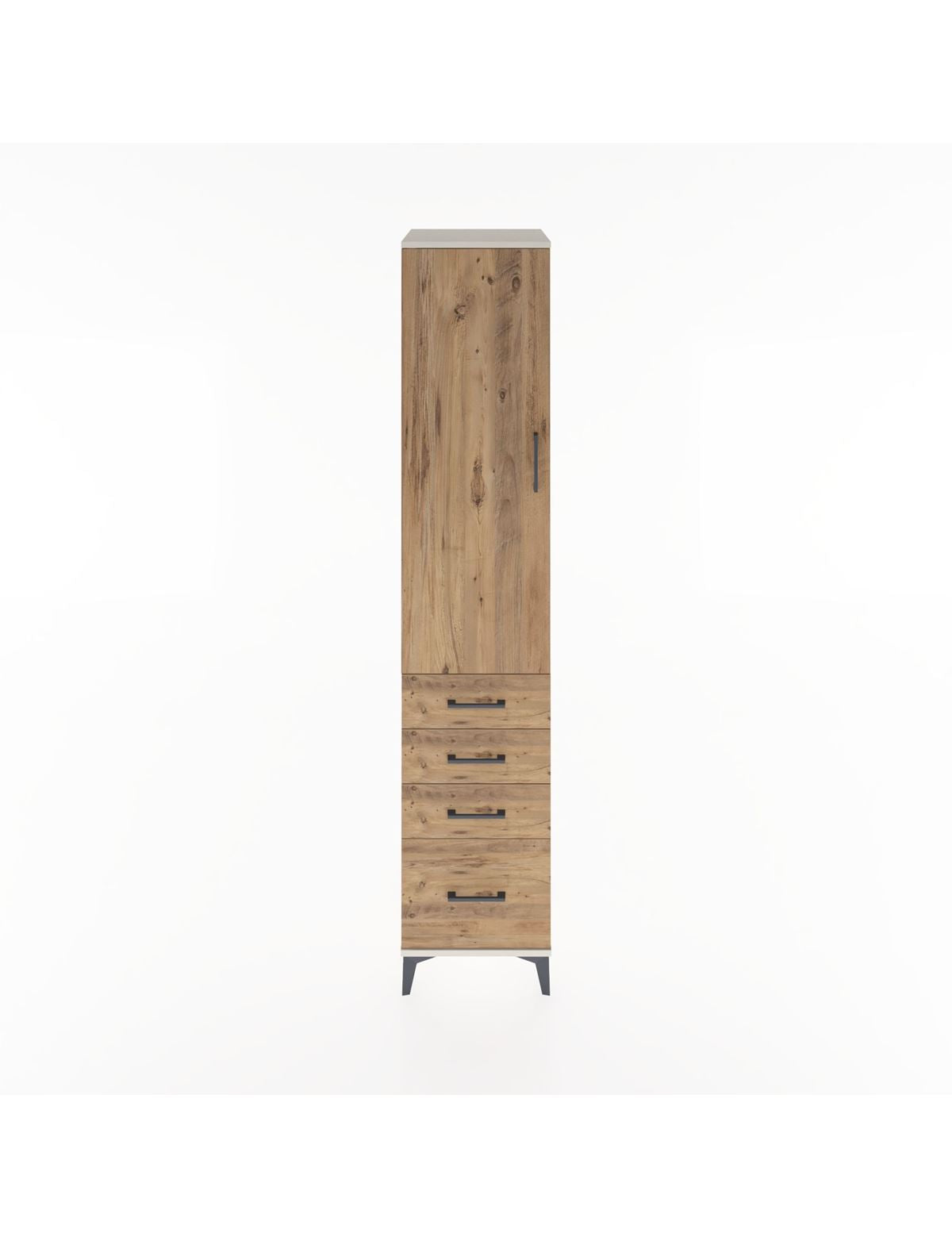 Hyperion Dolap 3 Raflı 4 Çekmeceli Tek Kapaklı 44x44x221 Aytaşı-Çam