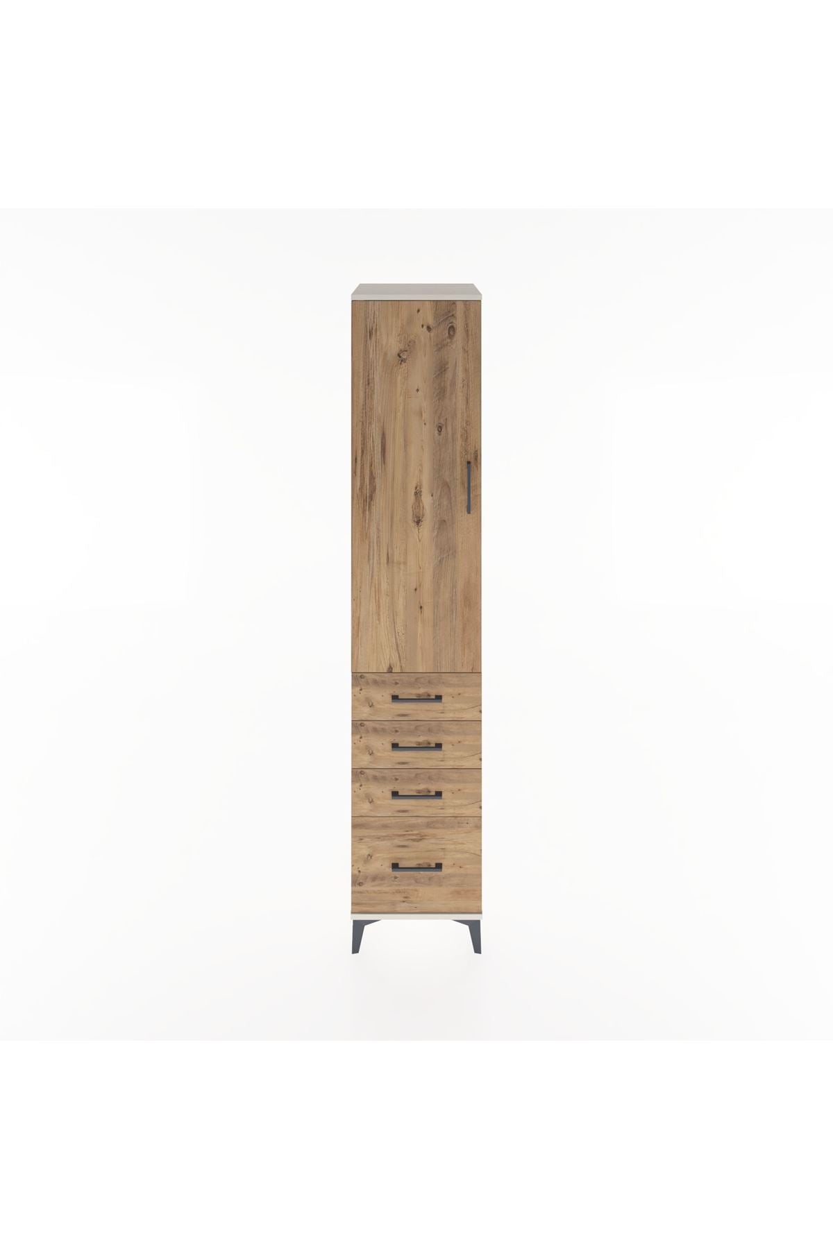 Hyperion Dolap 3 Raflı 4 Çekmeceli Tek Kapaklı 44x44x221 Aytaşı-Çam