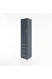 Hyperion Dolap 3 Raflı 4 Çekmeceli Tek Kapaklı 44x44x221 Antrasit-Antrasit