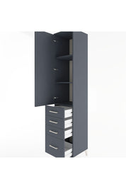 Hyperion Dolap 3 Raflı 4 Çekmeceli Tek Kapaklı 44x44x221 Antrasit-Antrasit