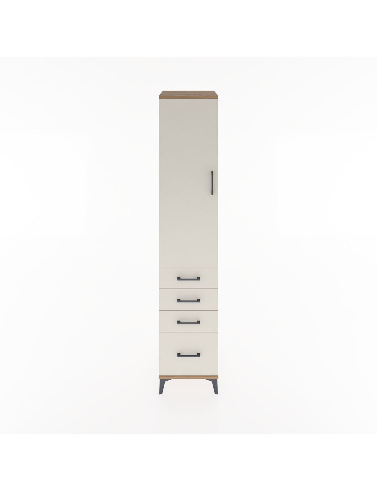 Hyperion Dolap 3 Raflı 4 Çekmeceli Tek Kapaklı 44x44x221 Çam-Aytaşı