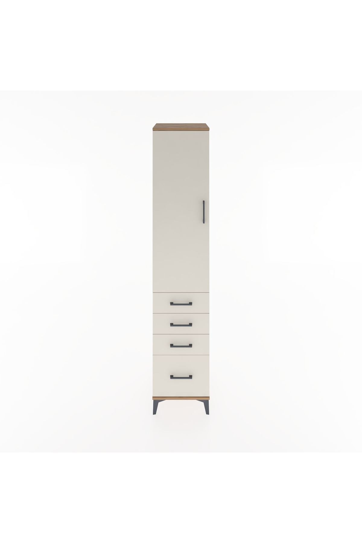 Hyperion Dolap 3 Raflı 4 Çekmeceli Tek Kapaklı 44x44x221 Çam-Aytaşı