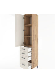 Hyperion Dolap 3 Raflı 4 Çekmeceli Tek Kapaklı 44x44x221 Çam-Aytaşı