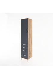 Hyperion Dolap 3 Raflı 4 Çekmeceli Tek Kapaklı 44x44x221 Çam-Antrasit