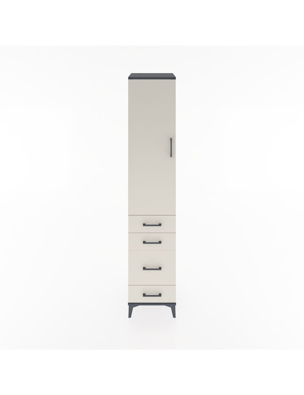 Hyperion Dolap 2 Raflı 4 Çekmeceli Tek Askılı 44x44x221 Antrasit-Aytaşı