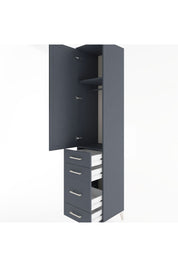 Hyperion Dolap 2 Raflı 4 Çekmeceli Tek Askılı 44x44x221 Antrasit-Antrasit