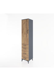 Hyperion Dolap 2 Raflı 4 Çekmeceli Tek Askılı 44x44x221 Antrasit-Çam