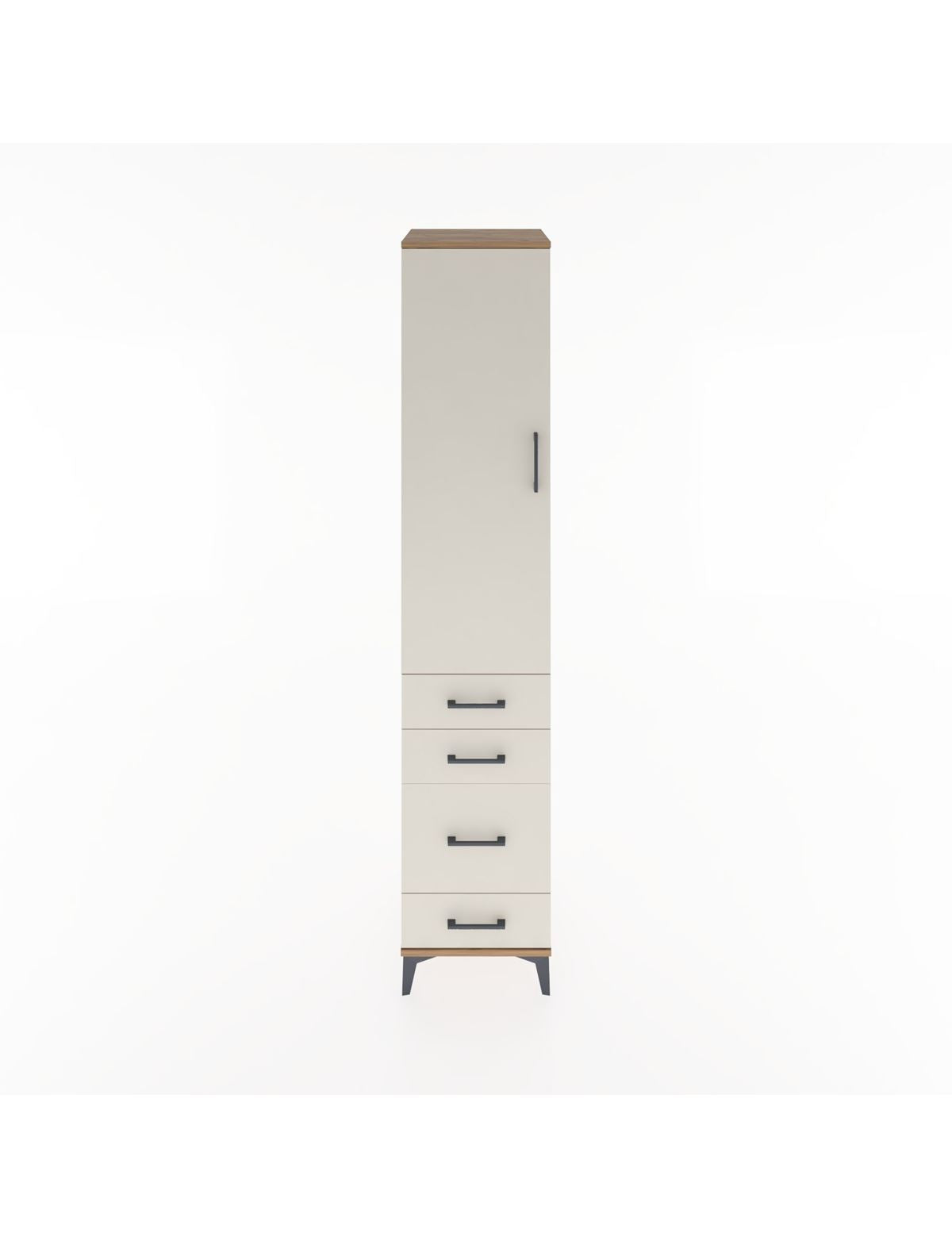 Hyperion Dolap 2 Raflı 4 Çekmeceli Tek Askılı 44x44x221 Çam-Aytaşı