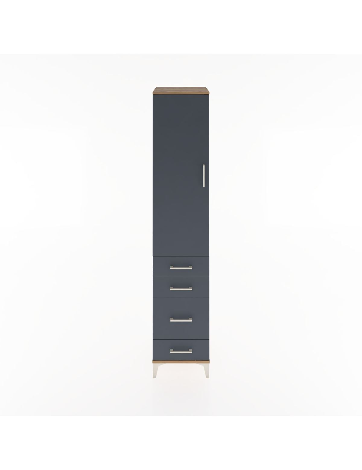 Hyperion Dolap 2 Raflı 4 Çekmeceli Tek Askılı 44x44x221 Çam-Antrasit