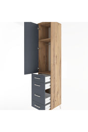 Hyperion Dolap 2 Raflı 4 Çekmeceli Tek Askılı 44x44x221 Çam-Antrasit