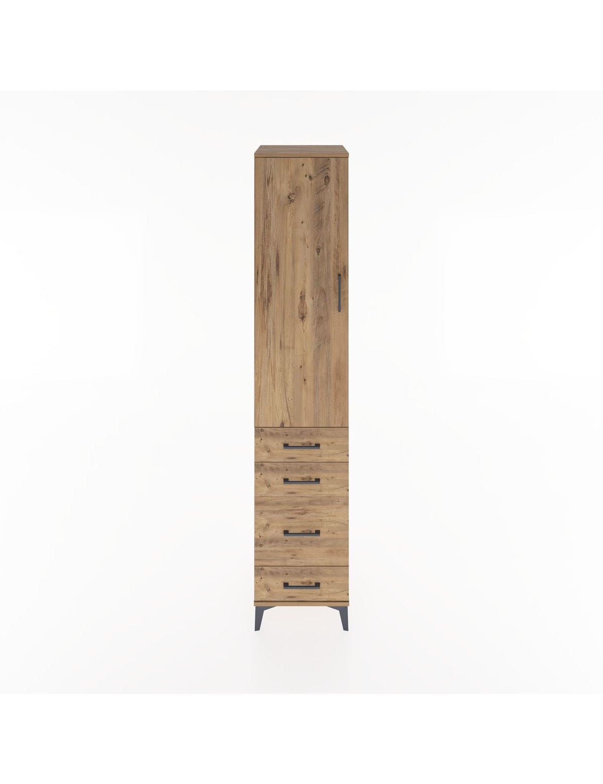 Hyperion Dolap 2 Raflı 4 Çekmeceli Tek Askılı 44x44x221 Çam-Çam