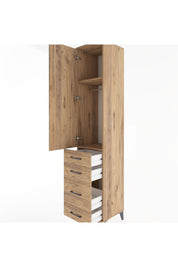 Hyperion Dolap 2 Raflı 4 Çekmeceli Tek Askılı 44x44x221 Çam-Çam