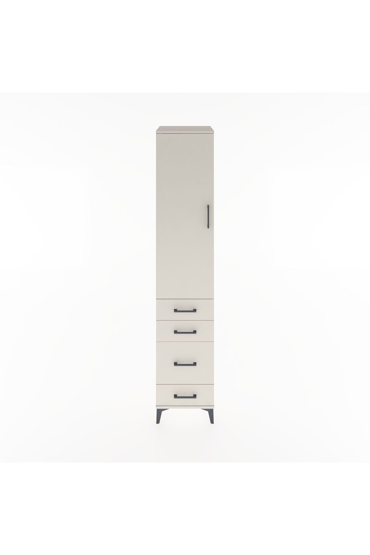 Hyperion Dolap 3 Raflı 4 Çekmeceli Tek Kapaklı 44x44x221 Aytaşı-Aytaşı