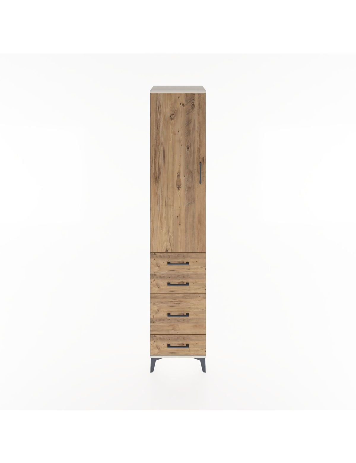 Hyperion Dolap 3 Raflı 4 Çekmeceli Tek Kapaklı 44x44x221 Aytaşı-Çam