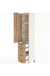 Hyperion Dolap 3 Raflı 4 Çekmeceli Tek Kapaklı 44x44x221 Aytaşı-Çam