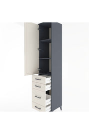 Hyperion Dolap 3 Raflı 4 Çekmeceli Tek Kapaklı 44x44x221 Antrasit-Aytaşı
