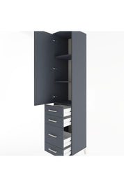 Hyperion Dolap 3 Raflı 4 Çekmeceli Tek Kapaklı 44x44x221 Antrasit-Antrasit
