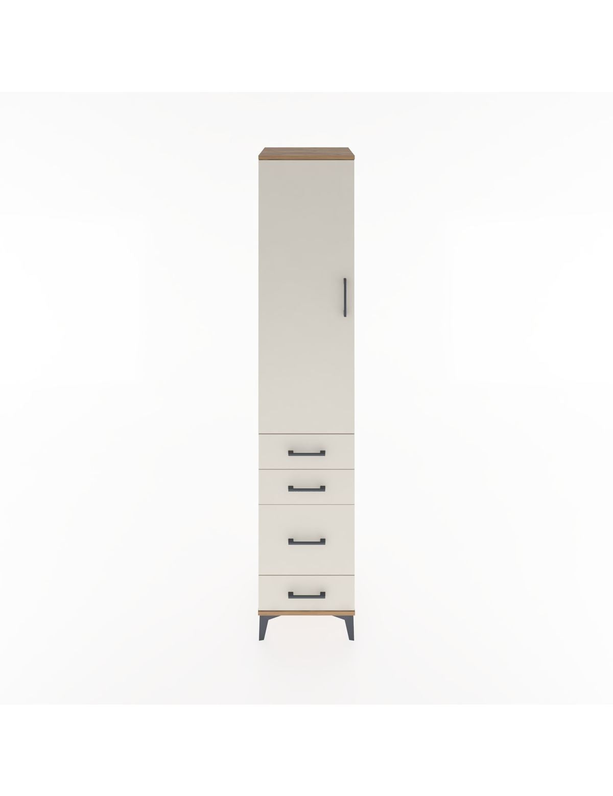 Hyperion Dolap 3 Raflı 4 Çekmeceli Tek Kapaklı 44x44x221 Çam-Aytaşı