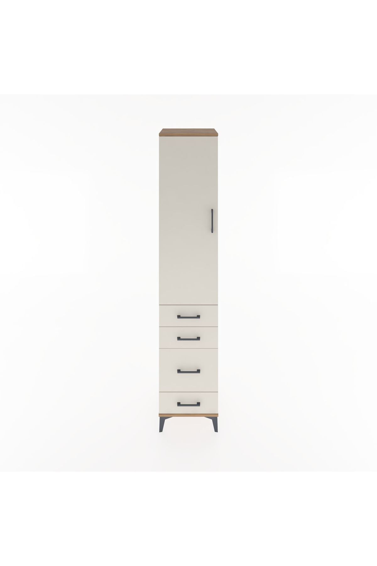 Hyperion Dolap 3 Raflı 4 Çekmeceli Tek Kapaklı 44x44x221 Çam-Aytaşı