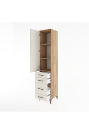 Hyperion Dolap 3 Raflı 4 Çekmeceli Tek Kapaklı 44x44x221 Çam-Aytaşı
