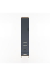 Hyperion Dolap 3 Raflı 4 Çekmeceli Tek Kapaklı 44x44x221 Çam-Antrasit