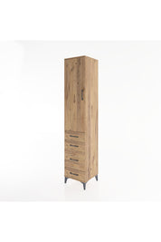 Hyperion Dolap 3 Raflı 4 Çekmeceli Tek Kapaklı 44x44x221 Çam-Çam