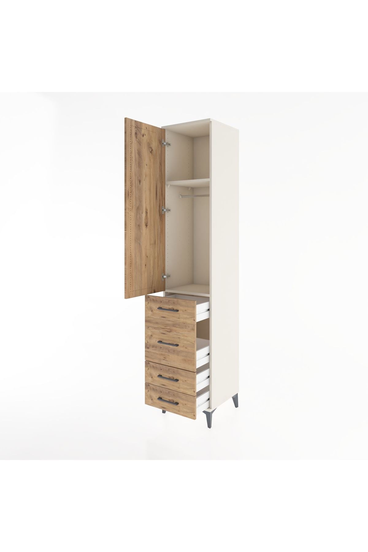 Hyperion Dolap 2 Raflı 4 Çekmeceli Tek Askılı 44x44x221 Aytaşı-Çam