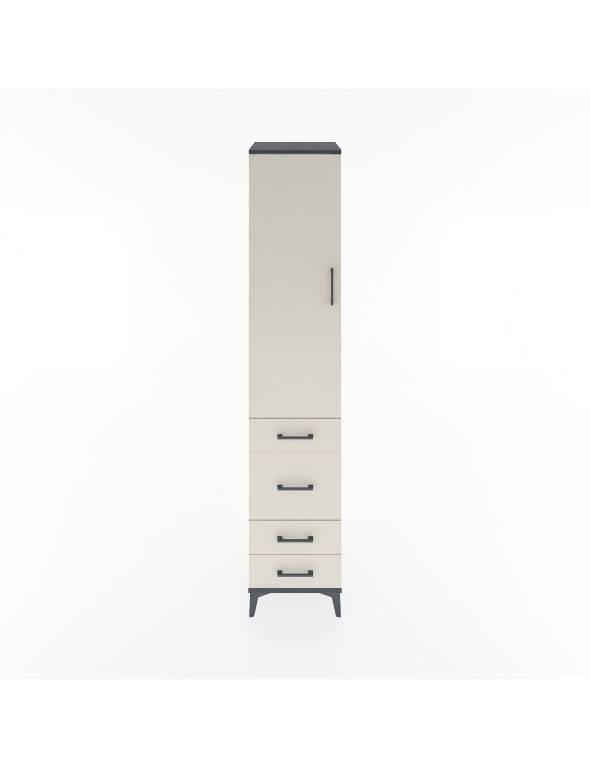 Hyperion Dolap 2 Raflı 4 Çekmeceli Tek Askılı 44x44x221 Antrasit-Aytaşı