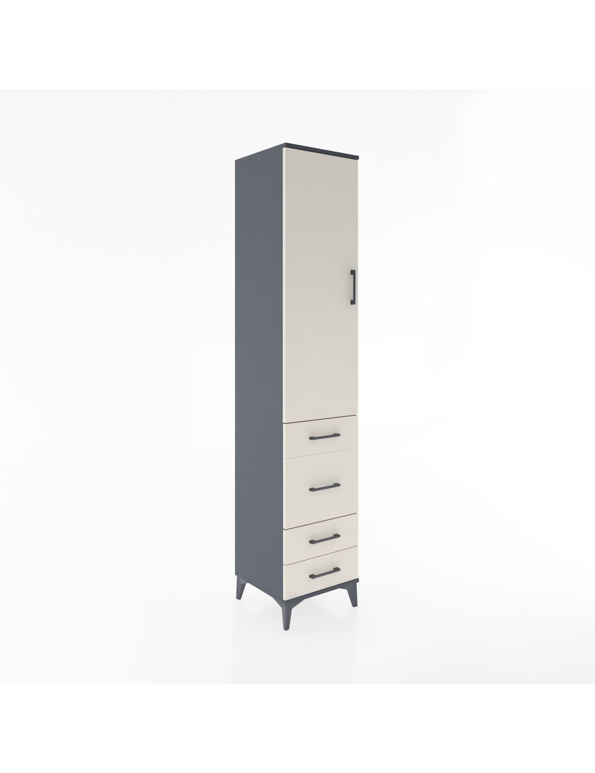 Hyperion Dolap 2 Raflı 4 Çekmeceli Tek Askılı 44x44x221 Antrasit-Aytaşı