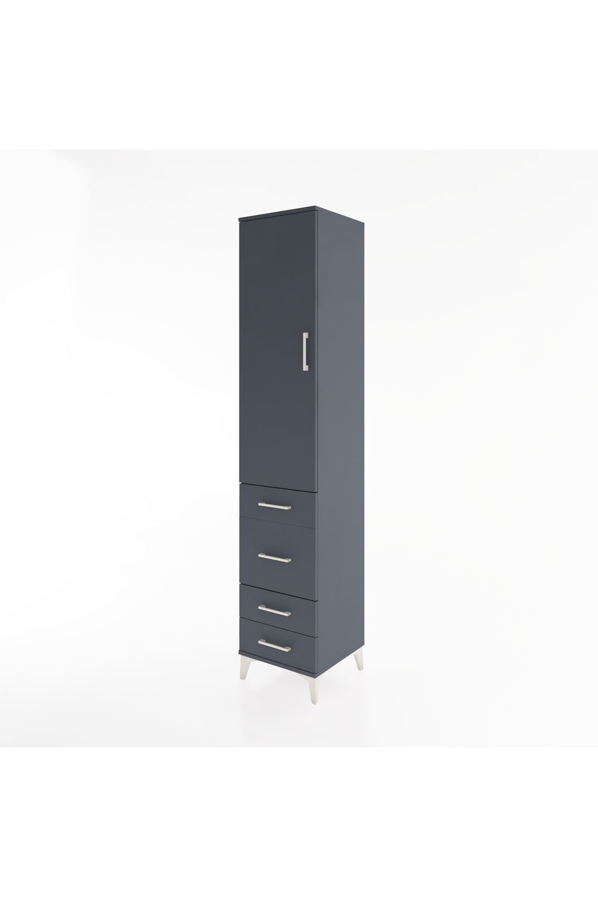 Hyperion Dolap 2 Raflı 4 Çekmeceli Tek Askılı 44x44x221 Antrasit-Antrasit