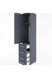 Hyperion Dolap 2 Raflı 4 Çekmeceli Tek Askılı 44x44x221 Antrasit-Antrasit