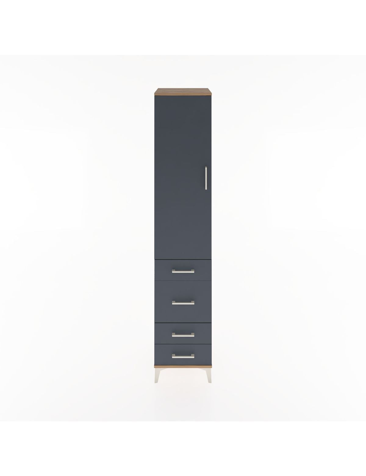 Hyperion Dolap 2 Raflı 4 Çekmeceli Tek Askılı 44x44x221 Çam-Antrasit