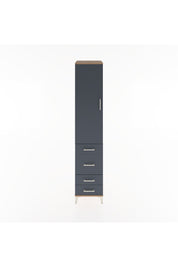 Hyperion Dolap 2 Raflı 4 Çekmeceli Tek Askılı 44x44x221 Çam-Antrasit