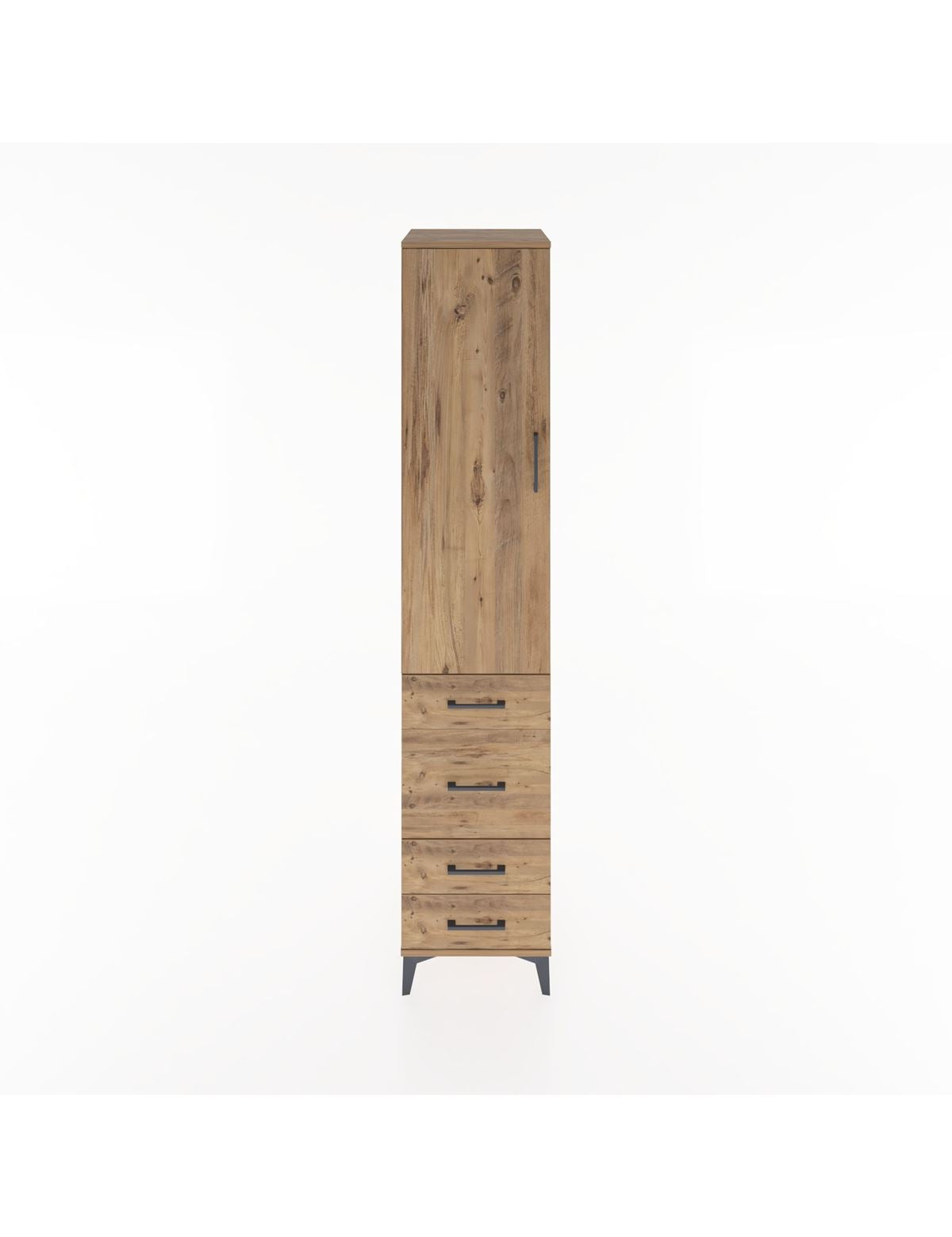 Hyperion Dolap 2 Raflı 4 Çekmeceli Tek Askılı 44x44x221 Çam-Çam