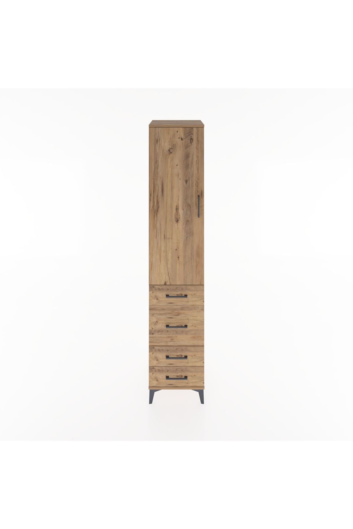 Hyperion Dolap 2 Raflı 4 Çekmeceli Tek Askılı 44x44x221 Çam-Çam