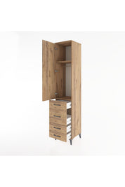 Hyperion Dolap 2 Raflı 4 Çekmeceli Tek Askılı 44x44x221 Çam-Çam