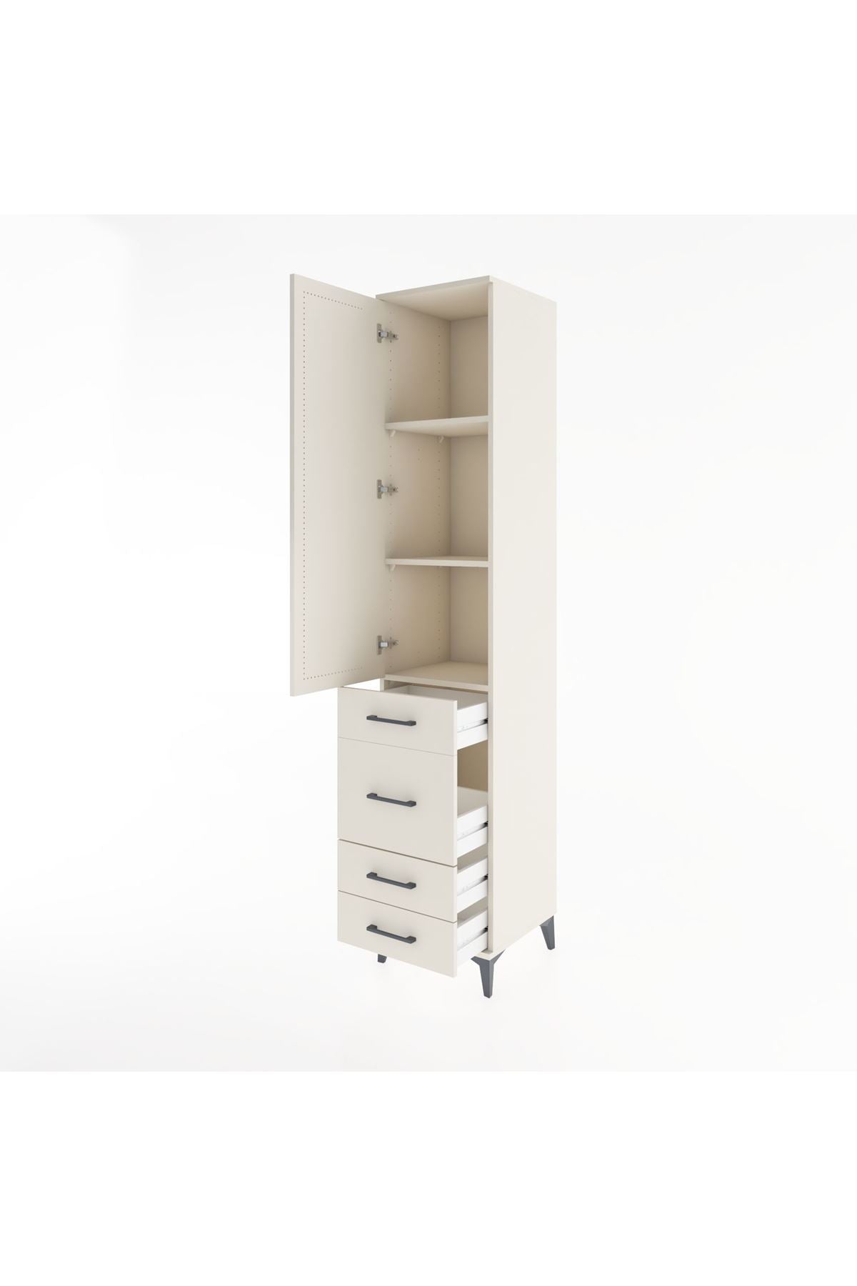 Hyperion Dolap 3 Raflı 4 Çekmeceli Tek Kapaklı 44x44x221 Aytaşı-Aytaşı