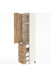 Hyperion Dolap 3 Raflı 4 Çekmeceli Tek Kapaklı 44x44x221 Aytaşı-Çam