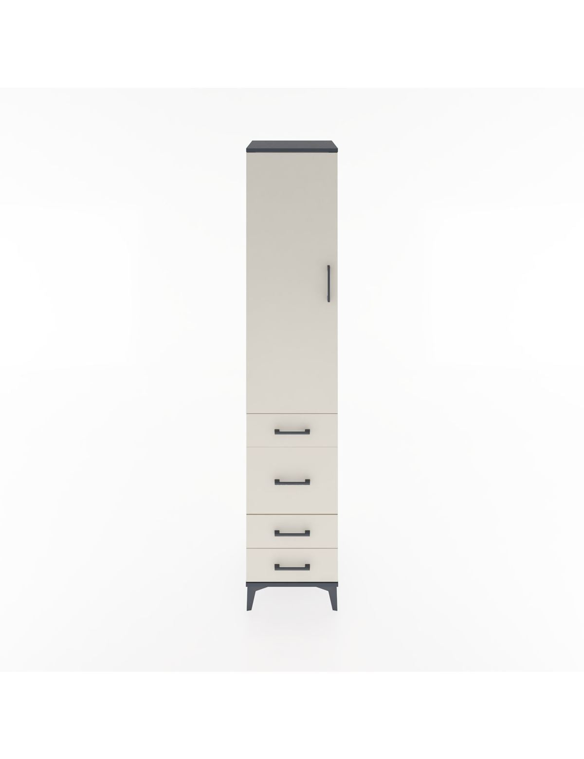 Hyperion Dolap 3 Raflı 4 Çekmeceli Tek Kapaklı 44x44x221 Antrasit-Aytaşı